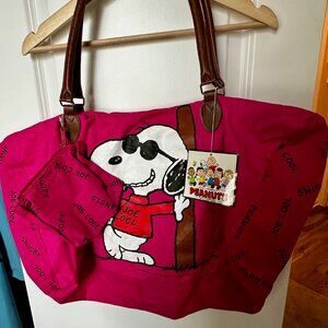 NWT Vintage Peanuts Weekender Bag with Coin Purse, Zip Tote, Joe Cool, Snoopy